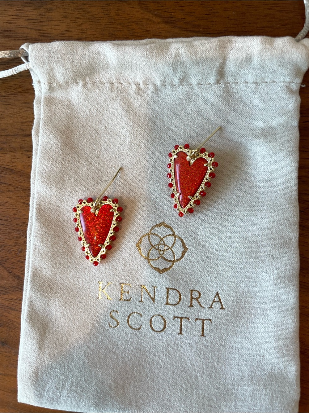 Kendra Scott Red Opal Ainsley Heart Drop Earrings